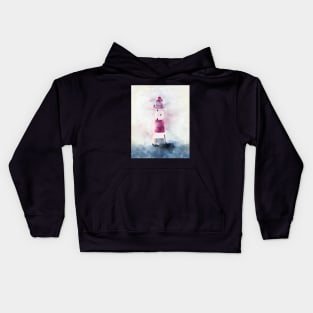 Watercolor Lighthouse, Nautical Expressionist Painting Kids Hoodie